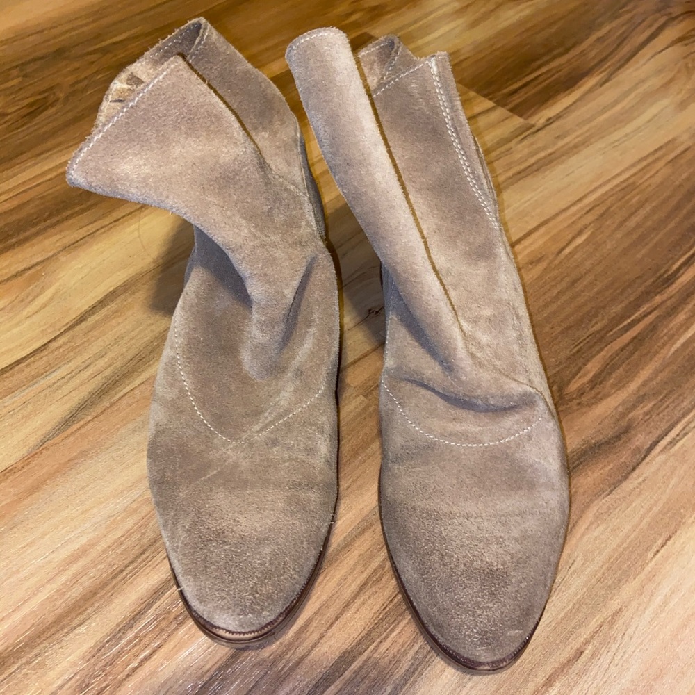 Tan suede booties